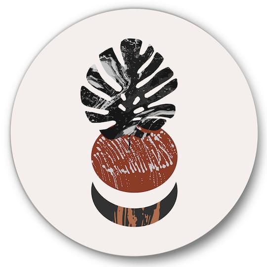 Designart - Abstact Minimal Sun, Moon & Tropical Palm Leaf II